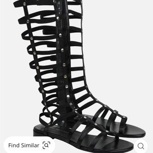 Stuart Weitzman Women's Gladiator Nappa Leather Elastic Stretch Boots, Size 10